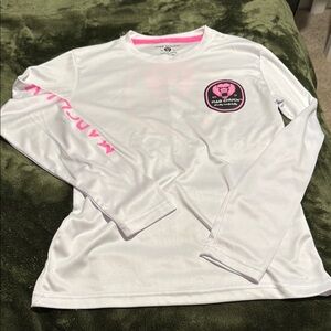 Pink and White Long Sleeve Swim Tee with Graphic Accents
